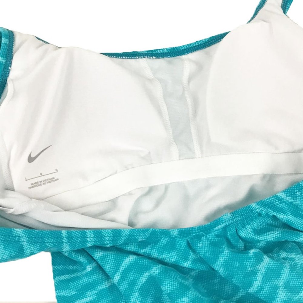 NIKE Blue Cheeta Print Padded Bra One Piece Bathing Suit NWOT - Picture 7 of 10
